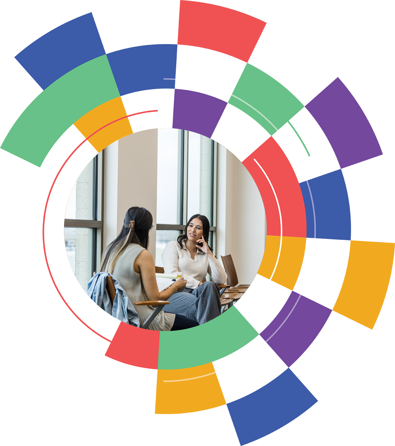 Color wheel and circular lines graphic