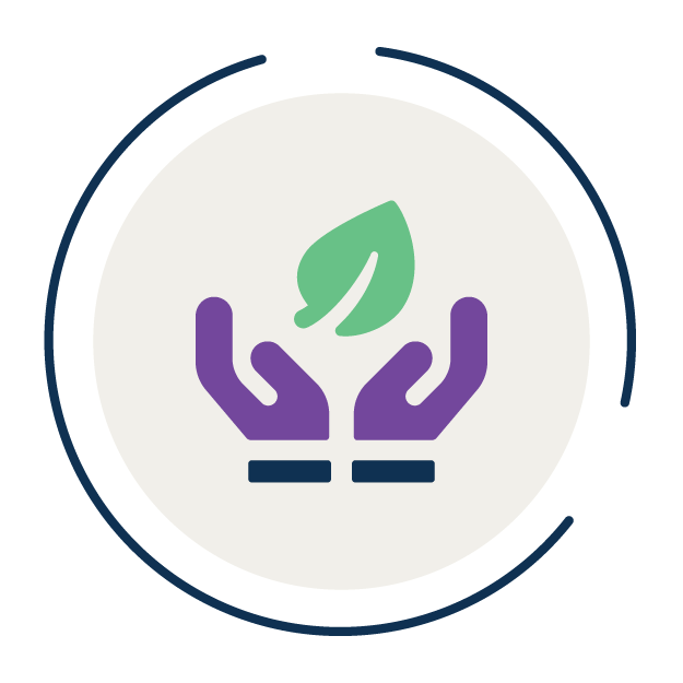 Hands and Leaf Icon Hands and Leaf Icon